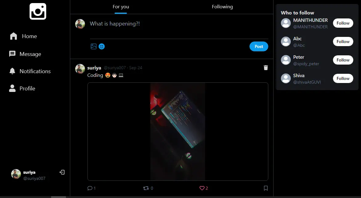 Screenshot of Chatspace Application